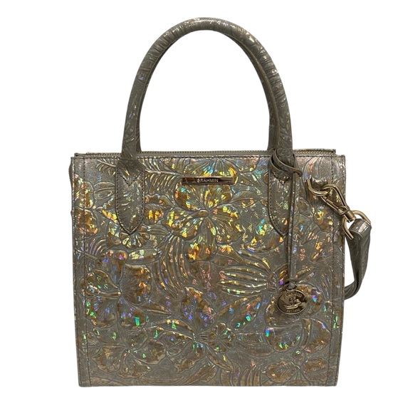 Brahmin Iridescent Silver/Multi Colored Floral Handbag - Picture 1 of 9